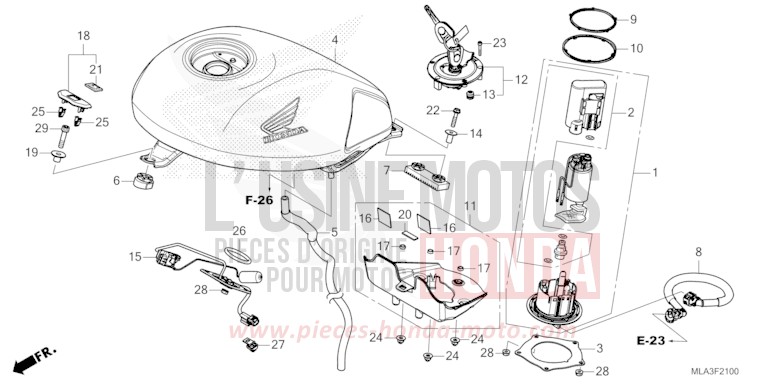 FUEL TANK/FUEL PUMP for CMX 1100 "Rebel" GUNMETAL BLACK METLLIC (NHC52) from 2023